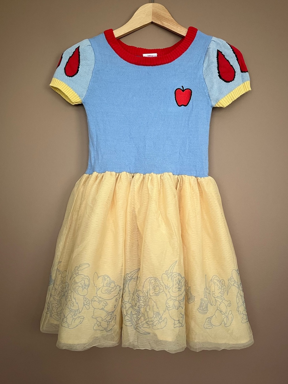 {Disney} Snow White & The Seven Dwarfs Costume Dress Knit Bodice & Tulle Skirt